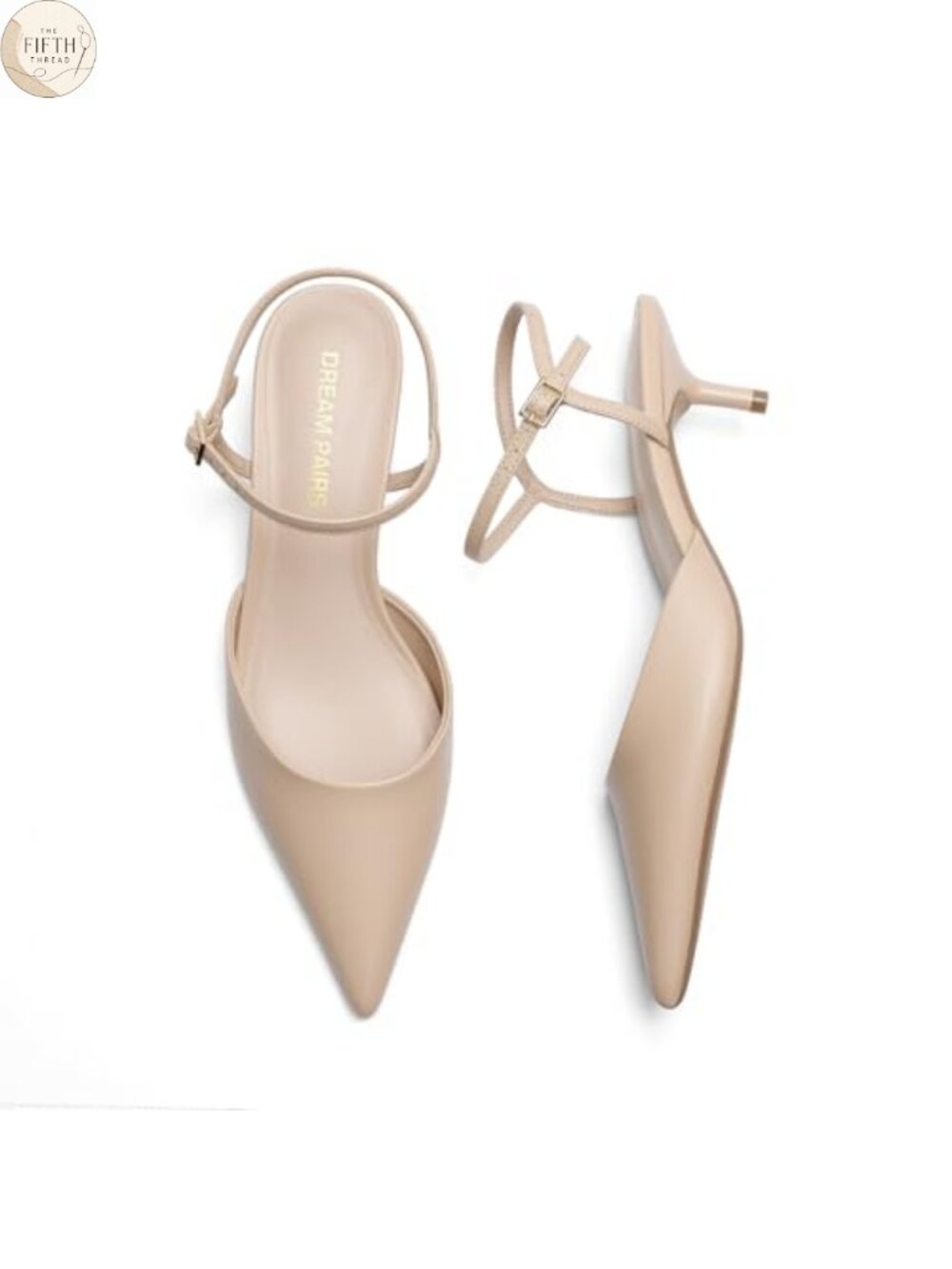 Kitten Heels Women Closed Toe Slingback Pumps Faux Leather